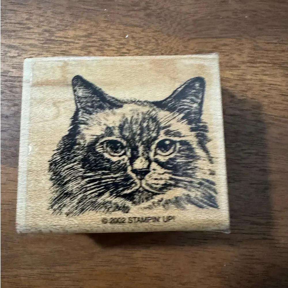 Stampin' Up Fancy Felines Rubber Stamp Set of 5 NO YARN STAMP Wood Mounted